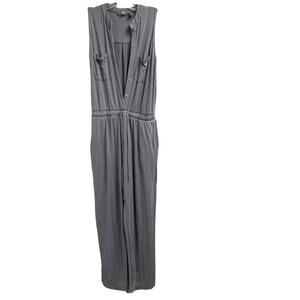 Lisa Rinna Collection Blue Gray Jumpsuit Soft Comfy Jersey Cotton Size XS Button